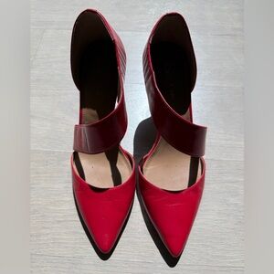 Calvin Klein Red Heels with Asymmetrical Strap